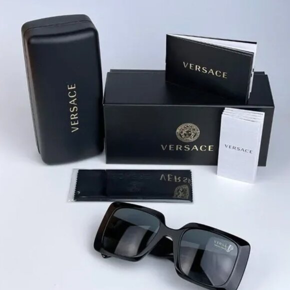 NEW Versace Black Gray Square Women Sunglasses